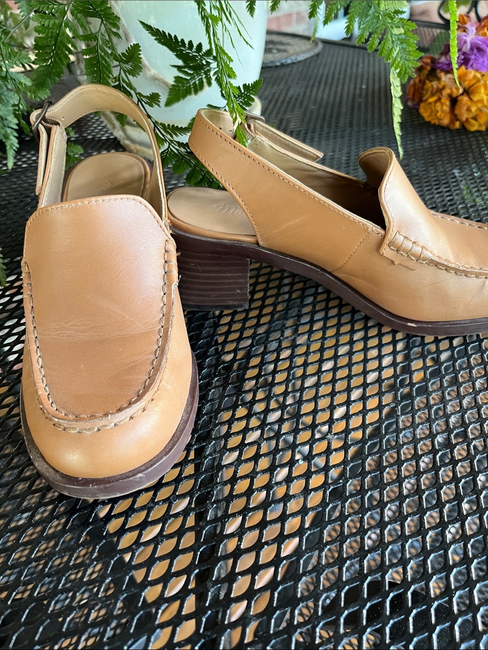 Madewell Mervin Slingback Leather Heeled Loafers Shoes Womens Size 6